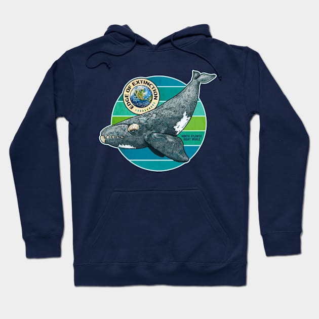 EDGE OF EXTINCTION North Atlantic Right Whale Hoodie by rorabeenie